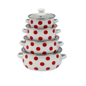 Emaye 4'lü Tencere (Cam Kapaklı)